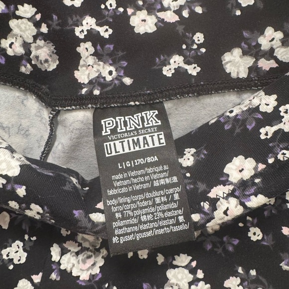 PINK Victoria's Secret Black and White Floral Leggings - Picture 7 of 7
